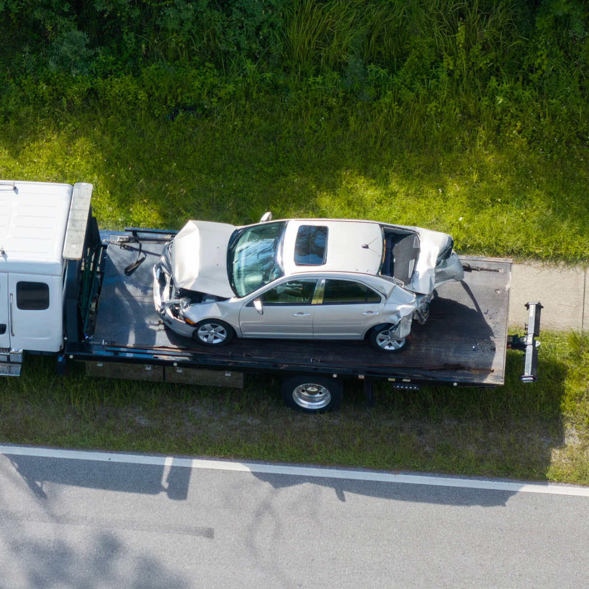Wrecker truck prepared for long distance towing